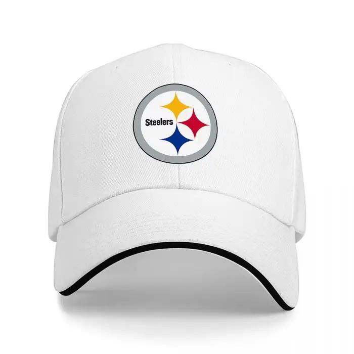 Casquette de baseball avec logo des Steelers de Pittsburgh, design classique noir avec bordure blanc