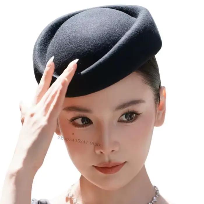 Chapeau feutré respirant look féminin bureau décontracté coiffeur top headwear h7ef