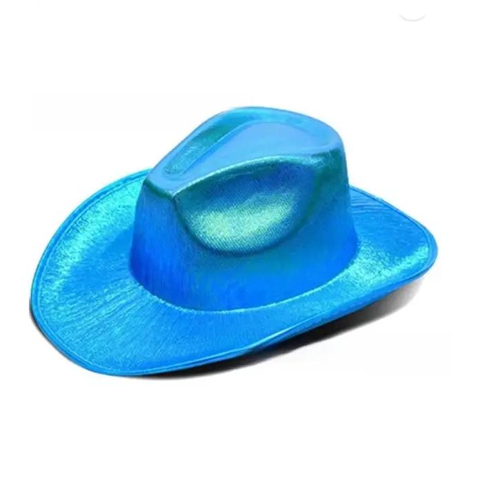 Chapeau Western Néon Glamour Effet Pailleté Brillant Nacré Chapeau de Cowgirl Scintillant en EVA Con