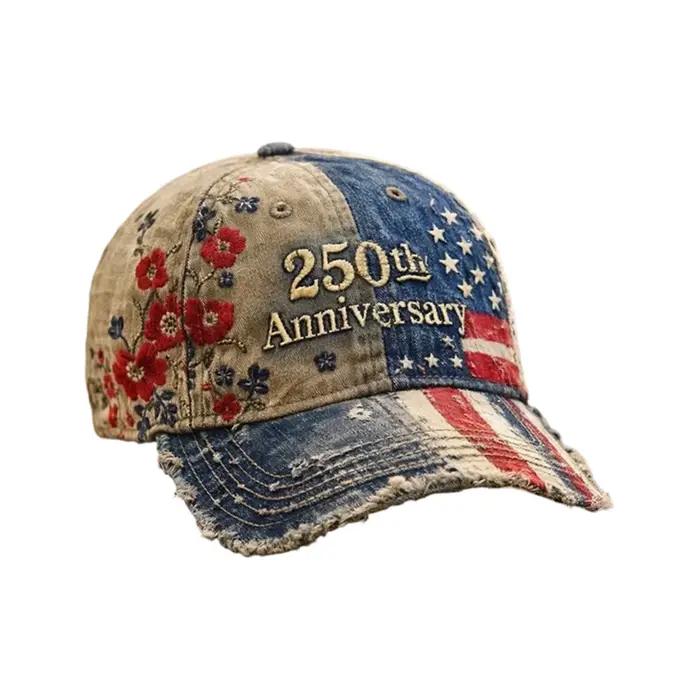 Casquette de baseball vintage à imprimé floral pour le 250e anniversaire des États-Unis, chapeau de