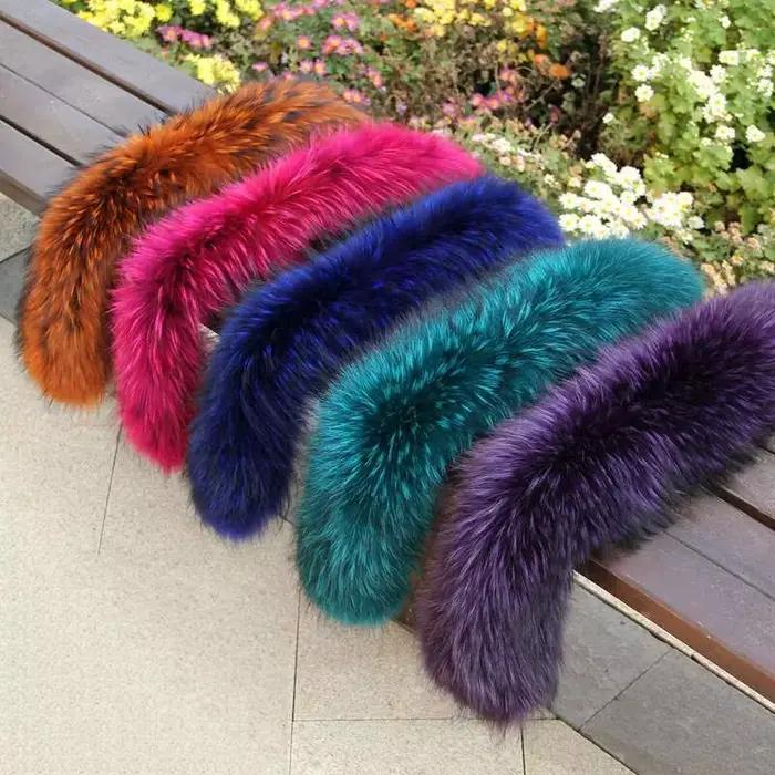 Naturel réel col de fourrure de raton laveur hiver chaud femmes manteau chapeau bandes fourrure écha