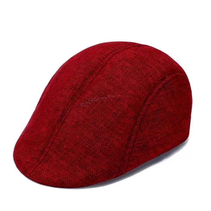 Béret polyvalent en coton et lin pour hommes, chapeau rétro britannique en bec de canard, chapeau de