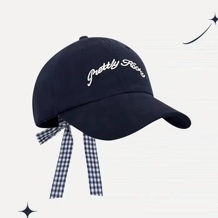 Casquette de baseball polyvalente à nœud à carreaux, broderie de lettres, style hip-hop, design rétr