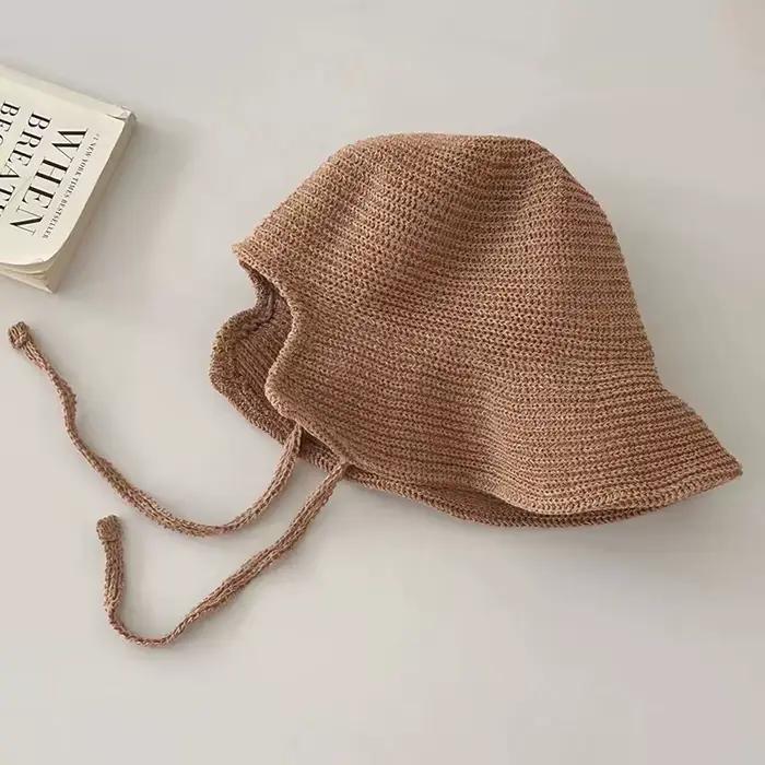 Chapeaux de soleil en paille de lin style Regency pour femmes, avec nœud, grand bord large, chapeau