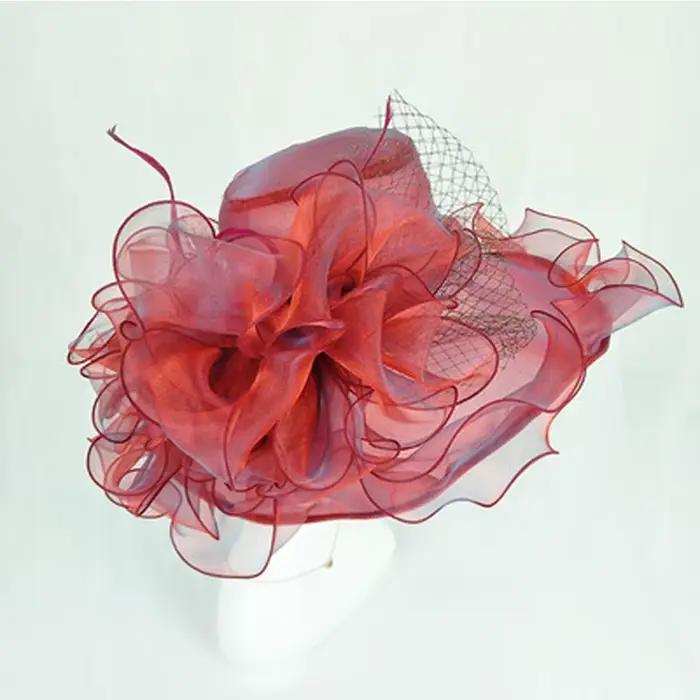 FS violet rouge grands chapeaux pour femmes plage à large bord Fedora élégant église chapeaux fleur