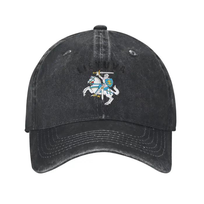 Casquette en tissu denim avec armoiries de Lituanie, casquette de baseball décontractée, chapeau rég