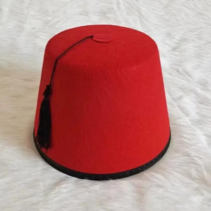 Accessoires de costume : Chapeau Fez rond en feutre respirant, couleur rouge, Tarboosh, Chapeau maro