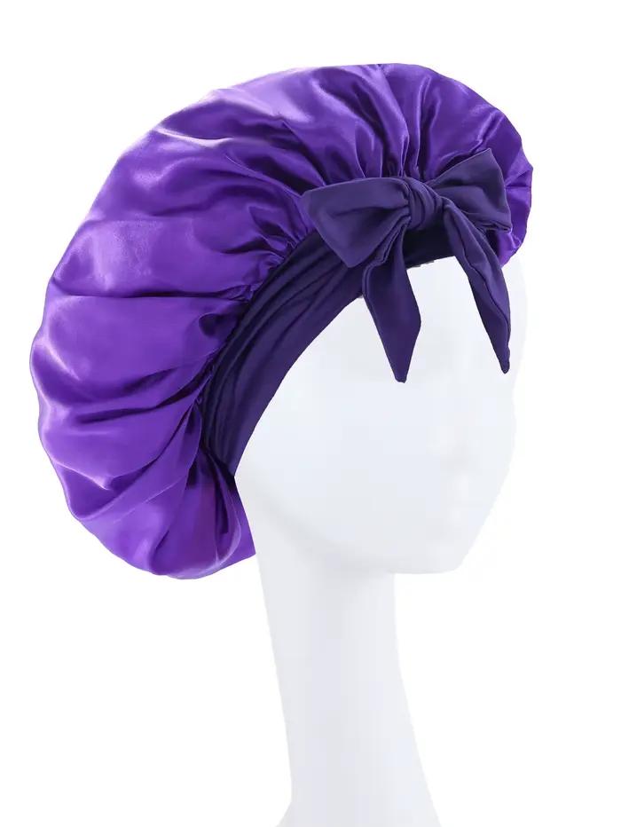 Bonnet en Satin en soie, réglable, pour dormir, avec bandeau à nouer, pour femmes et hommes