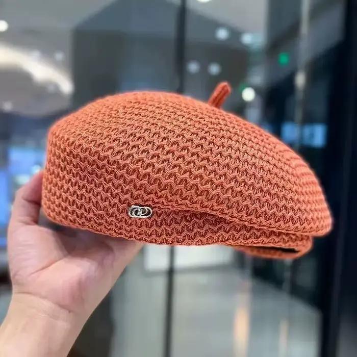 Béret d'été pour femme, chapeaux au crochet, béret souple et décontracté, casquette de soleil, chape