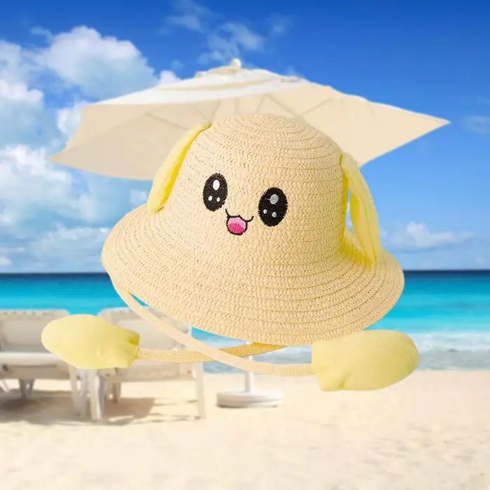 Chapeau de paille pare-soleil d'oreille de lapin, protection solaire confortable, fête de rue, acces