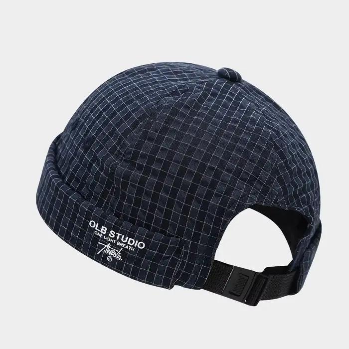 Casquette de mode à carreaux effet peau de melon, respirante, réglable, brodée, sans visière, séchag