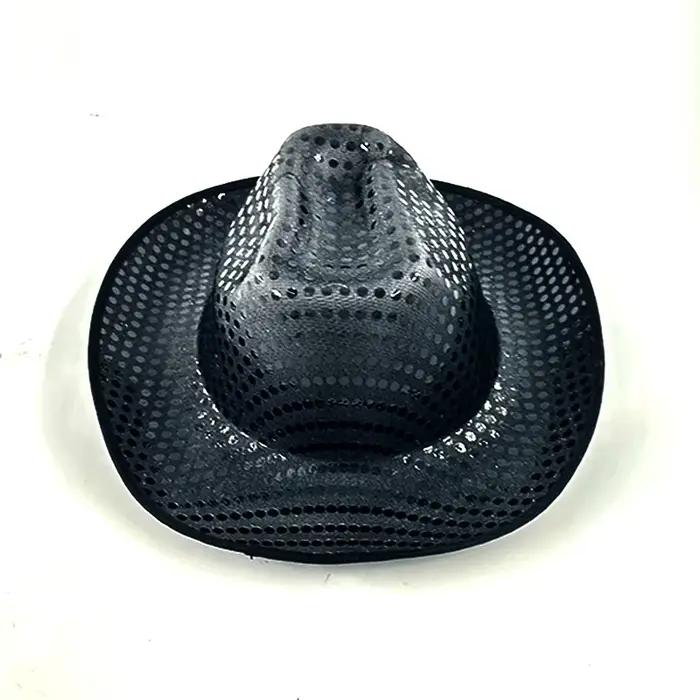 Chapeau de cowboy LED coloré et scintillant, lumineux, pour la danse en boîte de nuit, casquette de