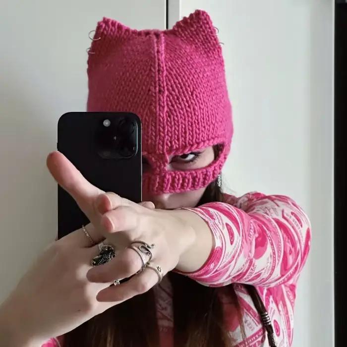 Masque de chauve-souris bonnets chat femme tricoté crâne casquette mascarade super-héros casquette p