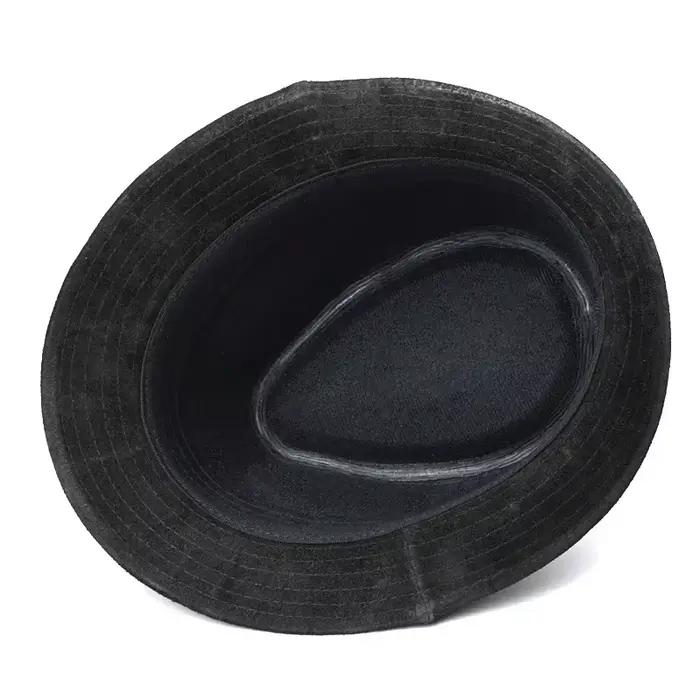 Hiver en cuir véritable daim imprimé noir GeometryTop chapeaux pour hommes/femmes messieurs britanni