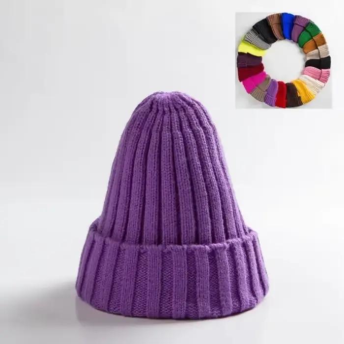 Chapeau tricoté d'hiver pour femmes, Bonnet en acrylique unisexe, élastique, chaud, Hip Hop, doux, B
