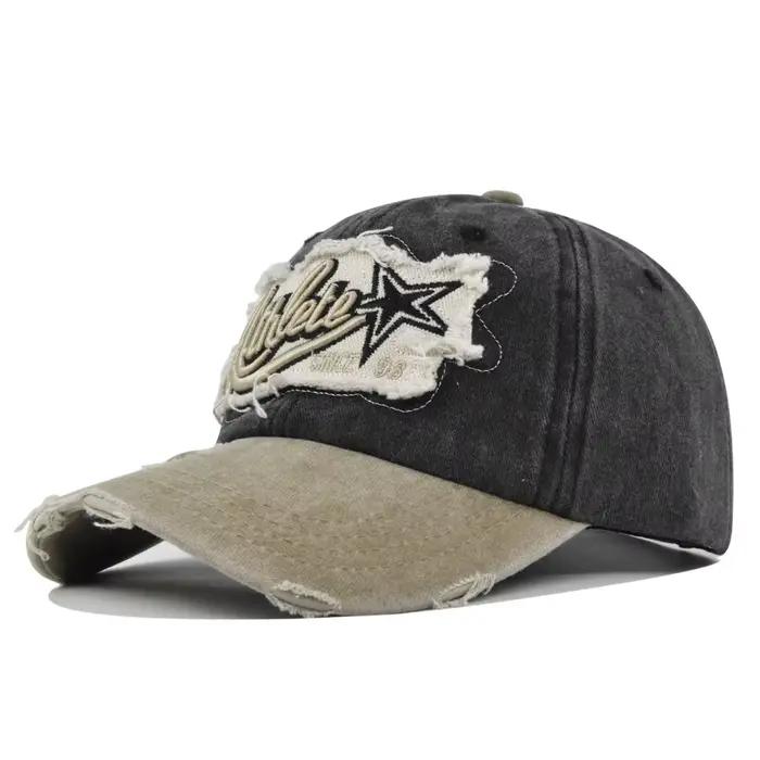 Athlète Casquettes de Baseball délavées étoiles, broderie respirante, Style rétro, unisexe, confor