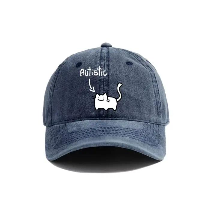 Casquettes de Baseball chat autiste, chapeaux en détresse pour hommes et femmes, rétro, plein air, é