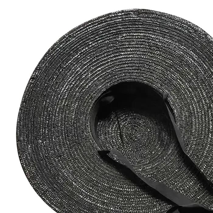 Chapeau de paille de soleil à large bord et plat, à la mode, avec Long ruban, pour femmes, vacances,