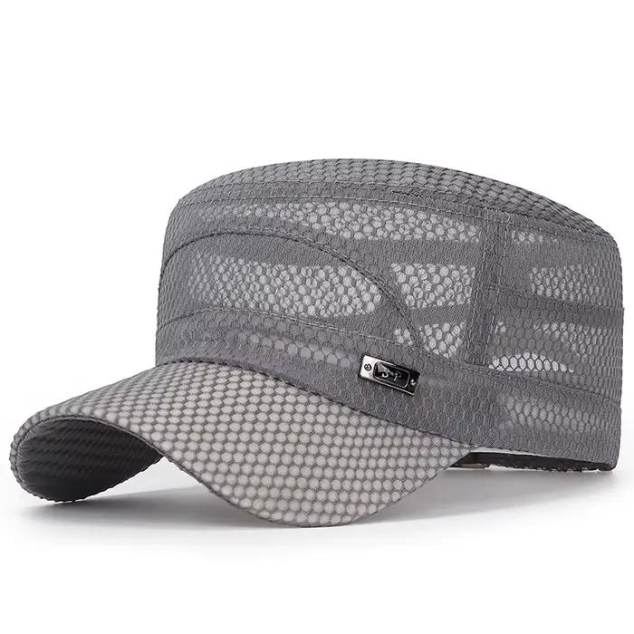 Nouveau chapeau d'été en fer à visière plate pour homme, décontracté, respirant, anti-UV, protection