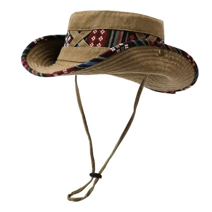 Chapeau de randonnée ethnique rétro délavé pour enfants, protection solaire estivale pour la pêche,