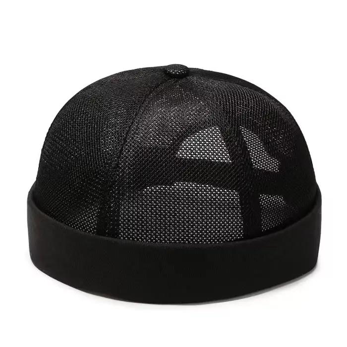 Casquette d'été unisexe en maille sans bords, casquette de marin Hip Hop avec manchette roulée, bonn