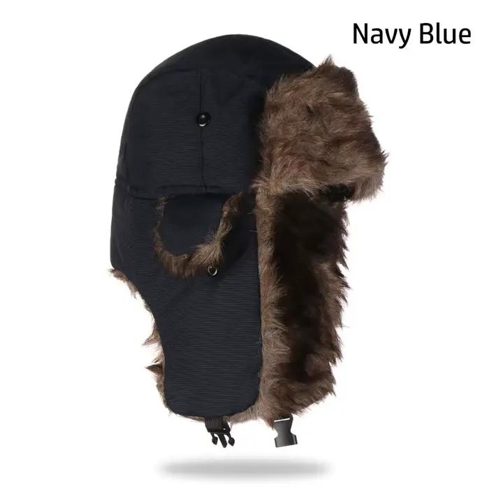 Homme hiver trappeur aviateur trooper oreillette chaud russe imperméable Ski chapeau Bomber casquett