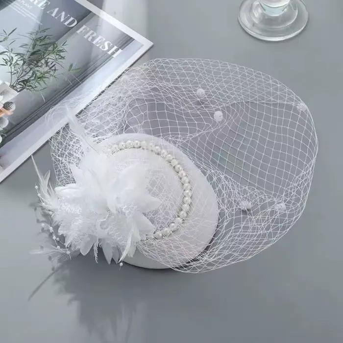 Nouveau chapeau à nœud en laine de cachemire avec voile Style britannique chapeau fascinateur décont