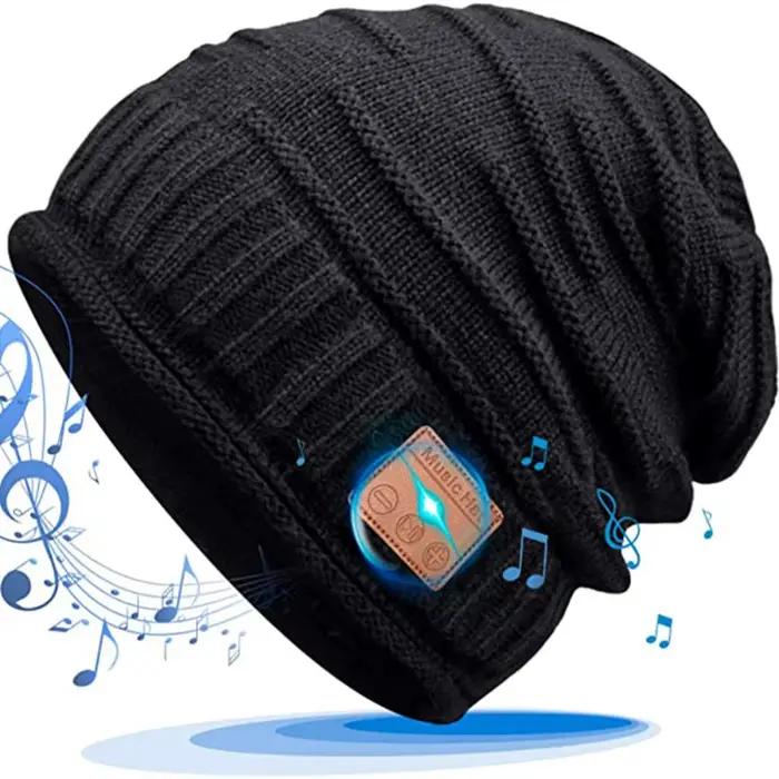 Nouveau chapeau Bluetooth tricoté chapeau chaud mode nouveau chapeau de musique Plus velours Bluetoo