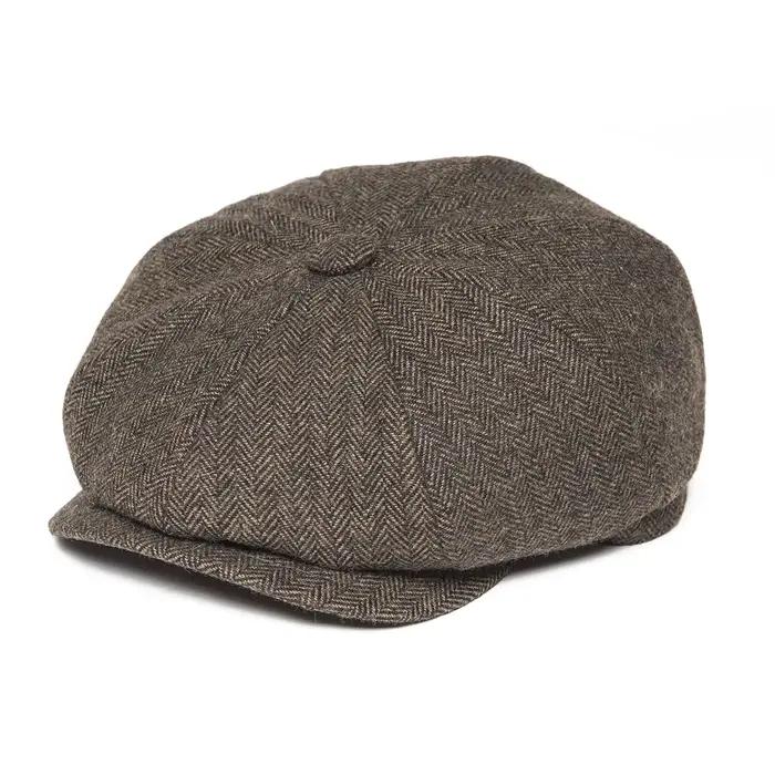 BOTVELA laine Tweed casquette gavroche à chevrons hommes britannique Gatsby rétro chapeau pilote cas