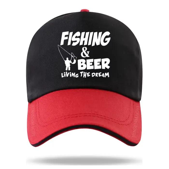 Casquette de Baseball pour hommes et femmes, chapeau de pêcheur, bière, poisson vivant le rêve, impr