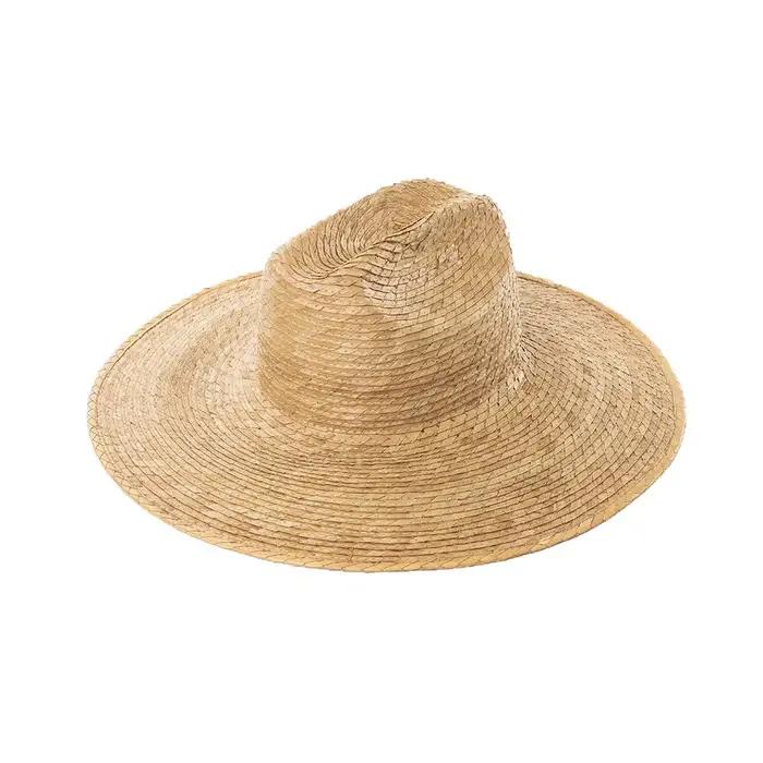 Chapeau de paille en raphia incolore Palma, fedora à large bord, chapeau de soleil de vacances, plag