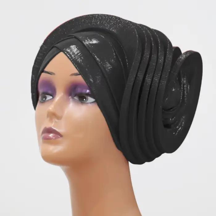 Mode femmes élastique à volants africain Turban casquette dame bandeau Nigeria mariage Auto Gele cha