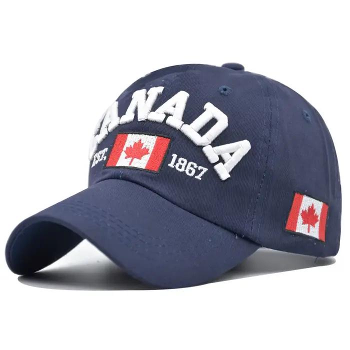 Nouvelle Tendance Mode Casquette de Baseball en Coton Canada Drapeau du Canada Chapeau Snapback Régl