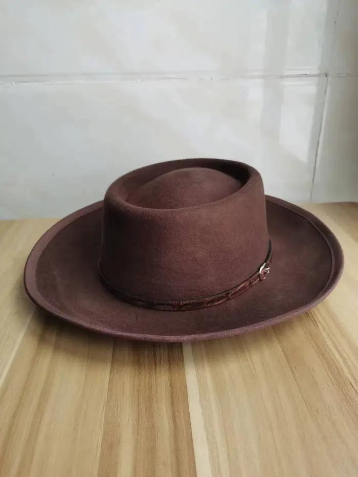 Chapeau en feutre de mouton, chapeau en feutre de laine à dessus de tarte de porc à la mode, chapeau