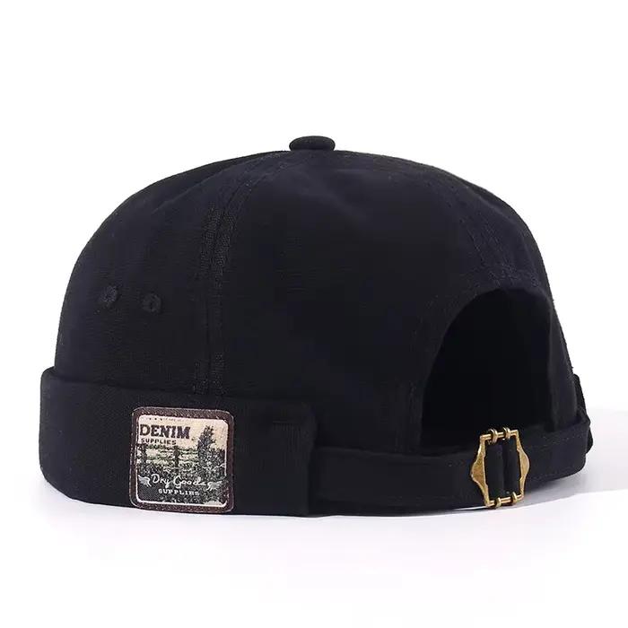 Bocca Vintage Docker casquette sans bords chapeau Skullcap rétro coton réglable couleur unie été aut