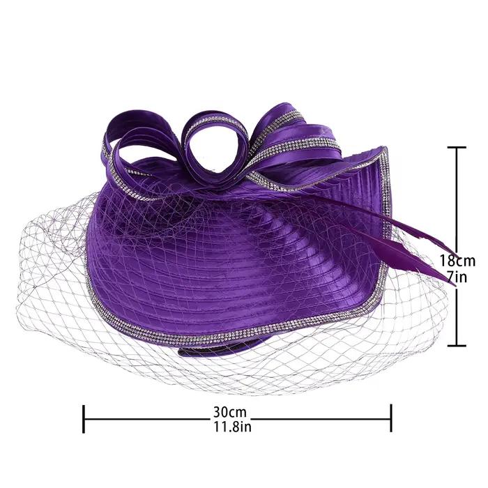 Chapeaux Derby élégants pour femmes, avec bandeau en voile, chapeau de fête de thé, strass, fascinat
