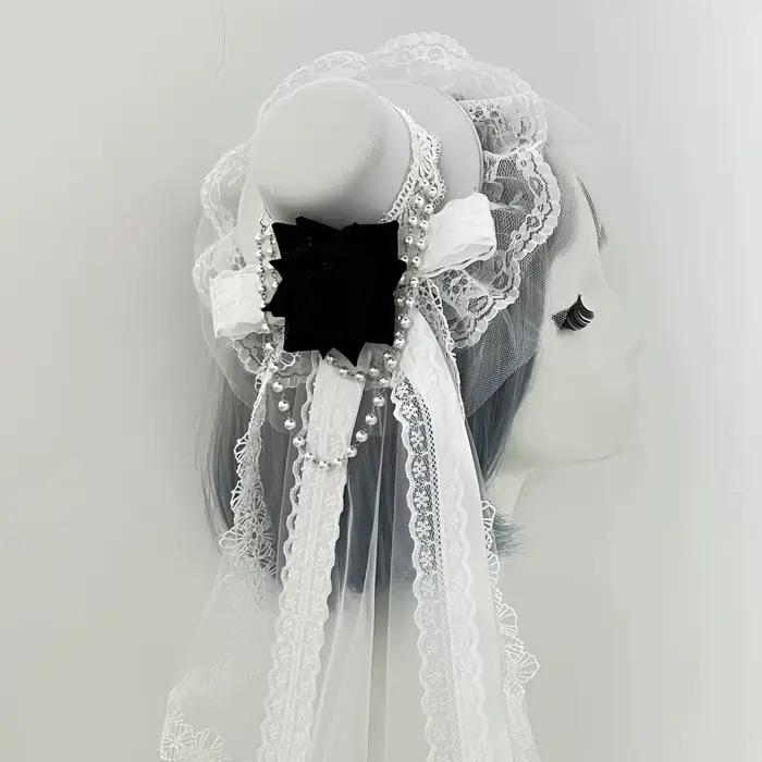 Mini chapeau gothique Vintage en dentelle, voile Rose, noir ou blanc, élégant, à la mode, pour un us