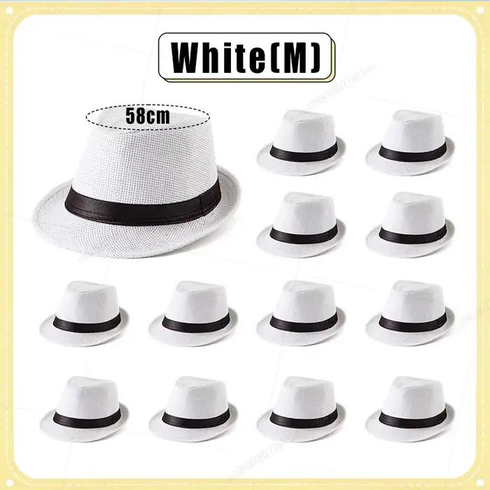 Lot de 6 à 48 chapeaux Fedora en paille pour mariage, pour hommes et femmes, chapeau de fête Panama