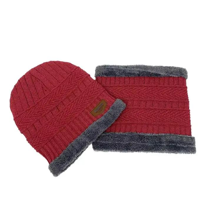 Chapeau d'hiver pour hommes, casquette tricotée en velours doux, écharpe en molleton de corail, masq