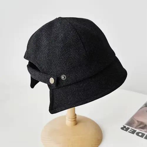 Chapeaux seau en sergé de laine de haute qualité pour femmes, automne et hiver, mode britannique rét