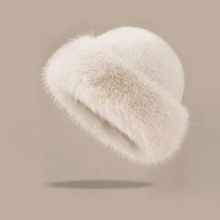 Chapeau seau en fourrure moelleuse pour femmes, chapeau de pêcheur en peluche, chapeau d'hiver chaud