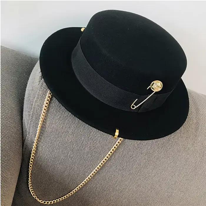 Fibonacci-Chapeau Fedora en feutre de laine pour hommes et femmes, chapeaux plats fantaisie, casquet
