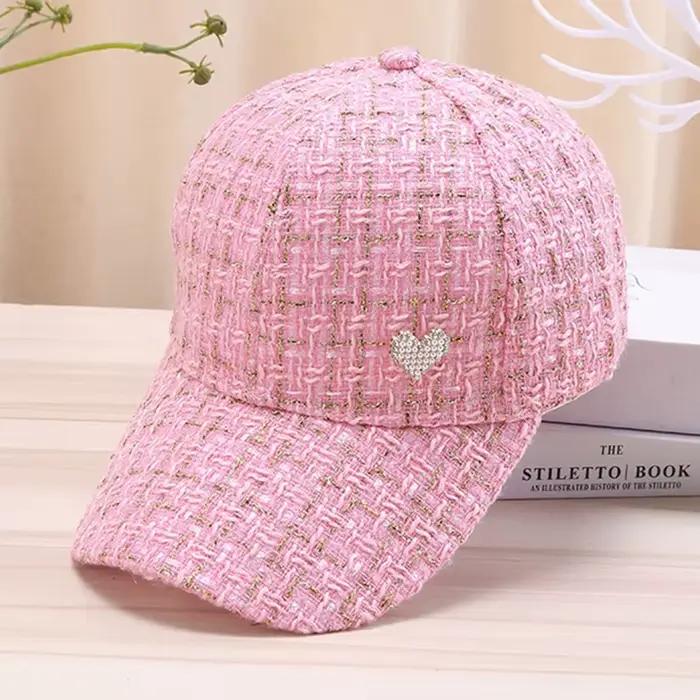 Casquette de baseball élégante pour femme avec motif à carreaux en fil doré – Respirant, protection
