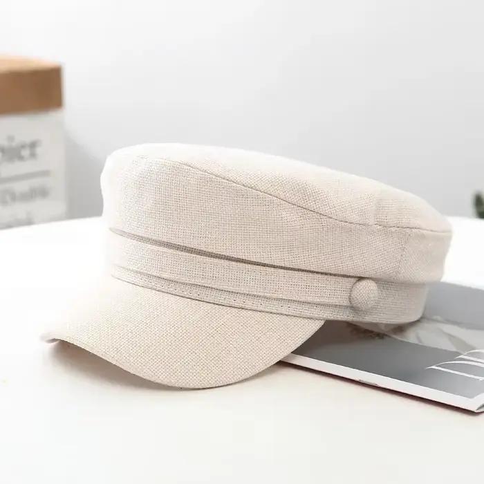 Chapeau militaire à visière solide pour femmes, béret respirant, casquette plate de Style rétro angl