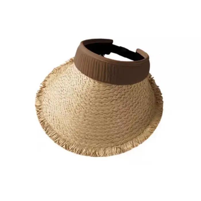 Chapeau de soleil d'été en paille tressée, style français, à visière creuse et respirante, pour gran