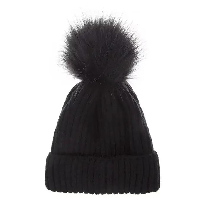 Bonnet Bobble avec Pompon Artificiel pour Bébé Fille et Garçon, Chapeau Chaud d'Hiver, Skullcap pour
