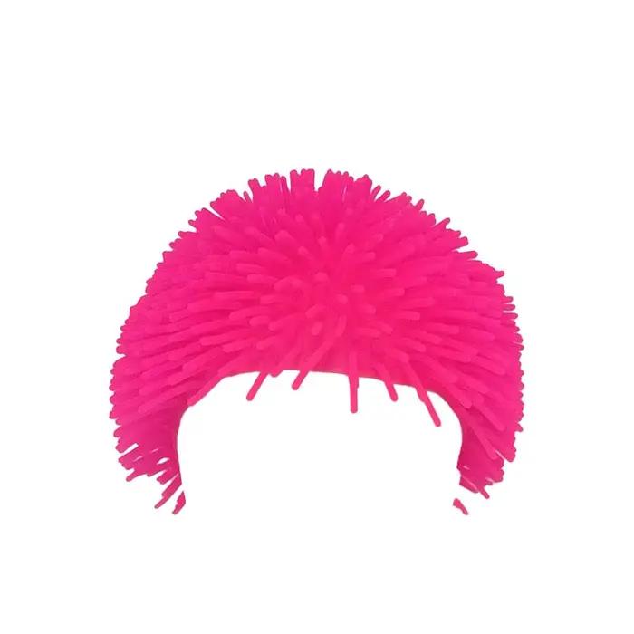 Chapeau foufou amusant avec poils en TPR, coiffe sensorielle colorée et vibrante pour fêtes, jeux en
