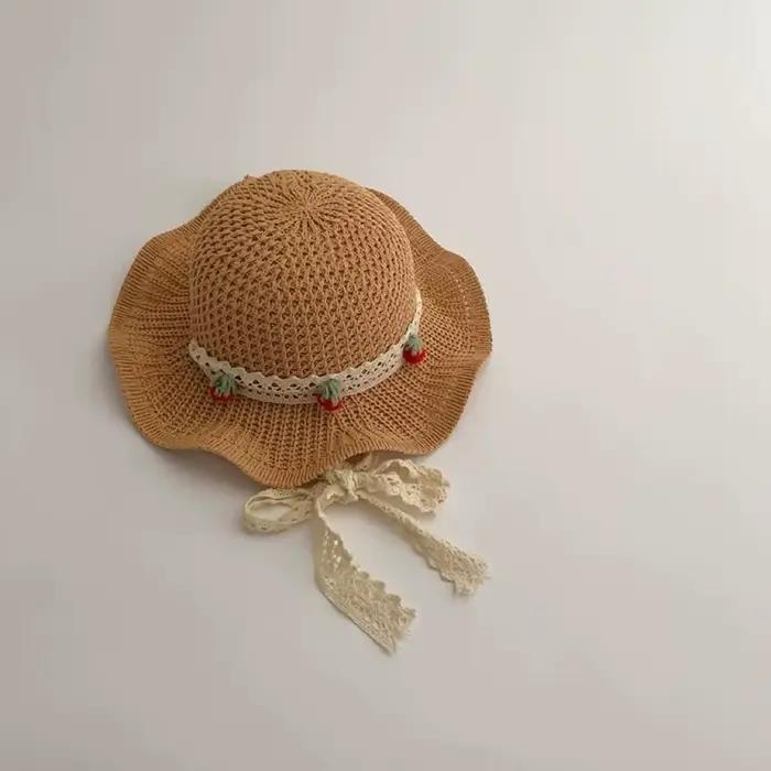 Chapeau d'été 2026 pour bébé, mignon, avec nœud en dentelle, fraise, pour petites filles, casquette
