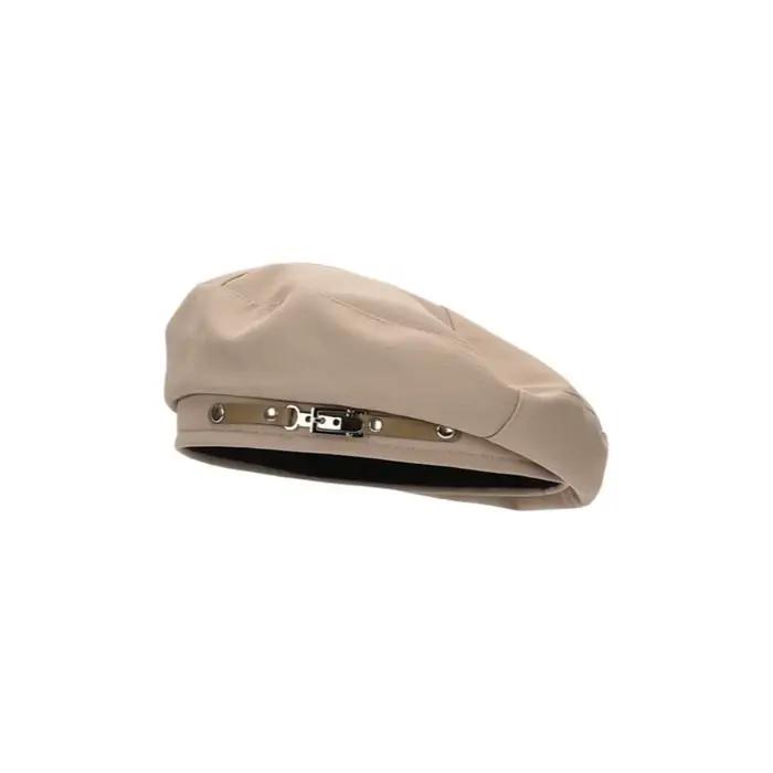 Béret Vintage de Style coréen, couleur unie, boucle en métal JK, chapeau octogonal, grande circonfér