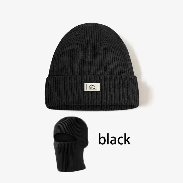 Chapeaux d'hiver pour hommes, chapeau en laine tricoté, coupe-vent et résistant au froid, masque de